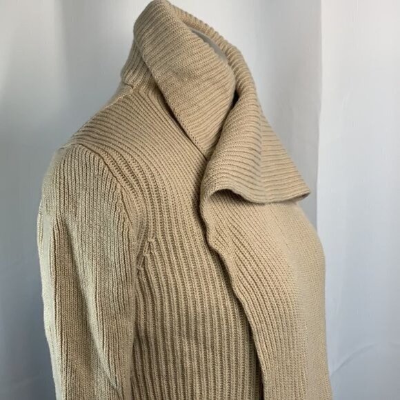 Banana Republic Step Hem Open Front Knit Cardigan-Almond, Sz Small, Wool Blend - Picture 4 of 10